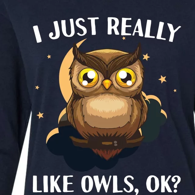 Funny Owl Design For Men Women Cute Owl Nocturnal Bird Lover Womens Cotton Relaxed Long Sleeve T-Shirt