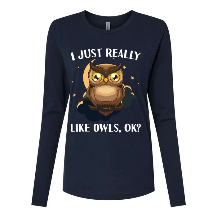 Funny Owl Design For Men Women Cute Owl Nocturnal Bird Lover Womens Cotton Relaxed Long Sleeve T-Shirt