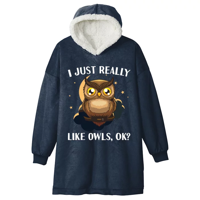 Funny Owl Design For Men Women Cute Owl Nocturnal Bird Lover Hooded Wearable Blanket