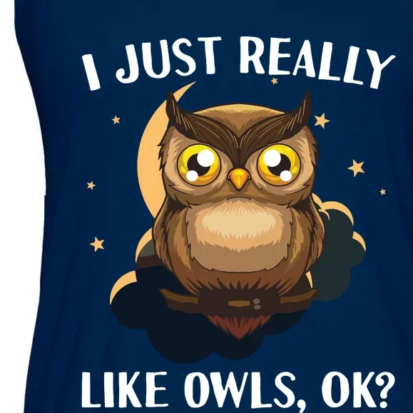 Funny Owl Design For Men Women Cute Owl Nocturnal Bird Lover Ladies Essential Flowy Tank