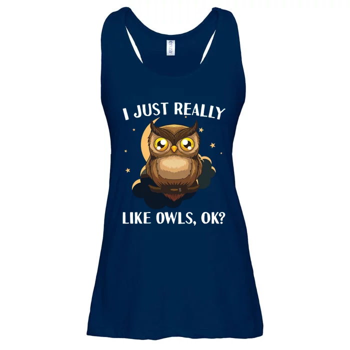 Funny Owl Design For Men Women Cute Owl Nocturnal Bird Lover Ladies Essential Flowy Tank