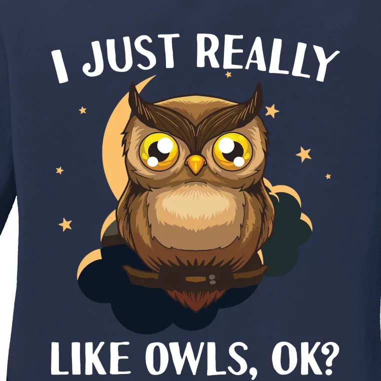 Funny Owl Design For Men Women Cute Owl Nocturnal Bird Lover Ladies Long Sleeve Shirt