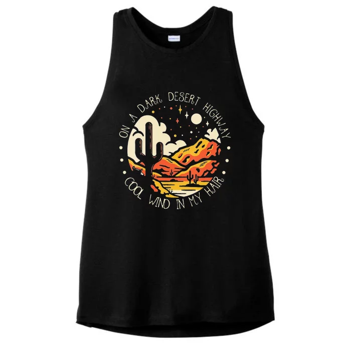 Funny On Dark Deserts Highway Classic Cool Wind In My Hair Ladies Tri-Blend Wicking Tank