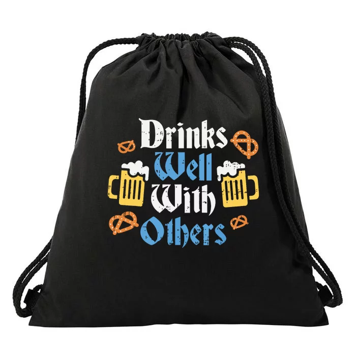 Funny Oktoberfest Drinks Well With Others Gift Drawstring Bag