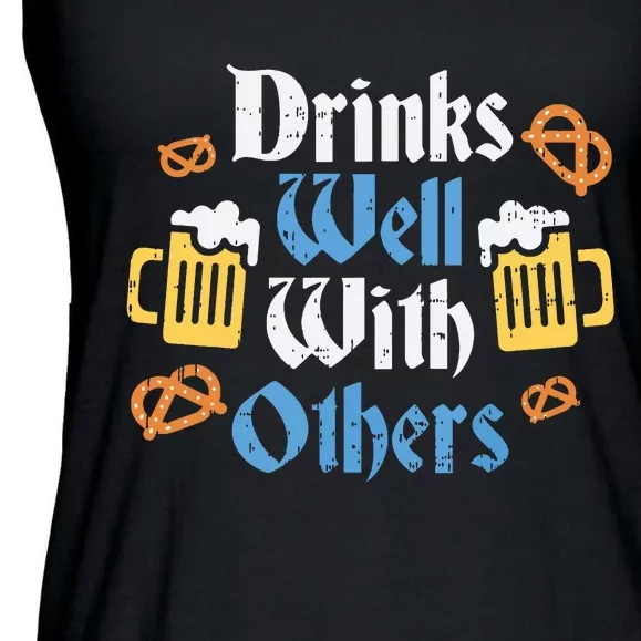 Funny Oktoberfest Drinks Well With Others Gift Ladies Essential Flowy Tank