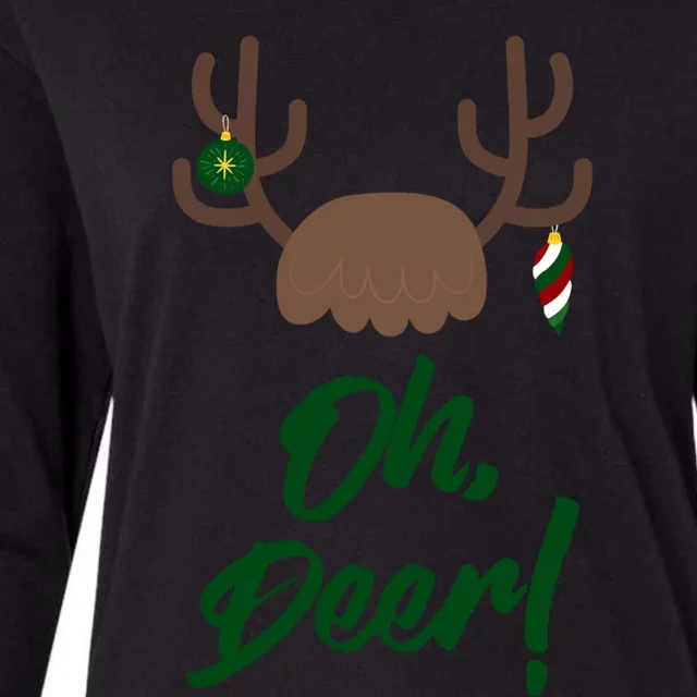 Funny Oh Deer Christmas Reindeer Antler Pun Funny Gift Gift Womens Cotton Relaxed Long Sleeve T-Shirt