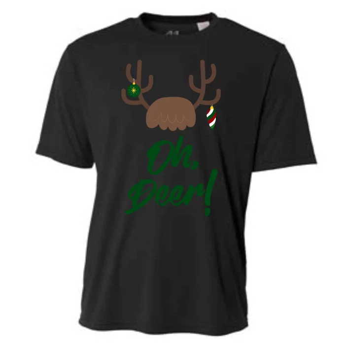 Funny Oh Deer Christmas Reindeer Antler Pun Funny Gift Gift Cooling Performance Crew T-Shirt