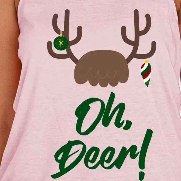 Funny Oh Deer Christmas Reindeer Antler Pun Funny Gift Gift Women's Knotted Racerback Tank