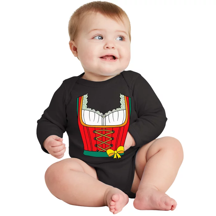 Funny Oktoberfest Dirndl Costume Baby Long Sleeve Bodysuit