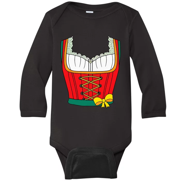 Funny Oktoberfest Dirndl Costume Baby Long Sleeve Bodysuit