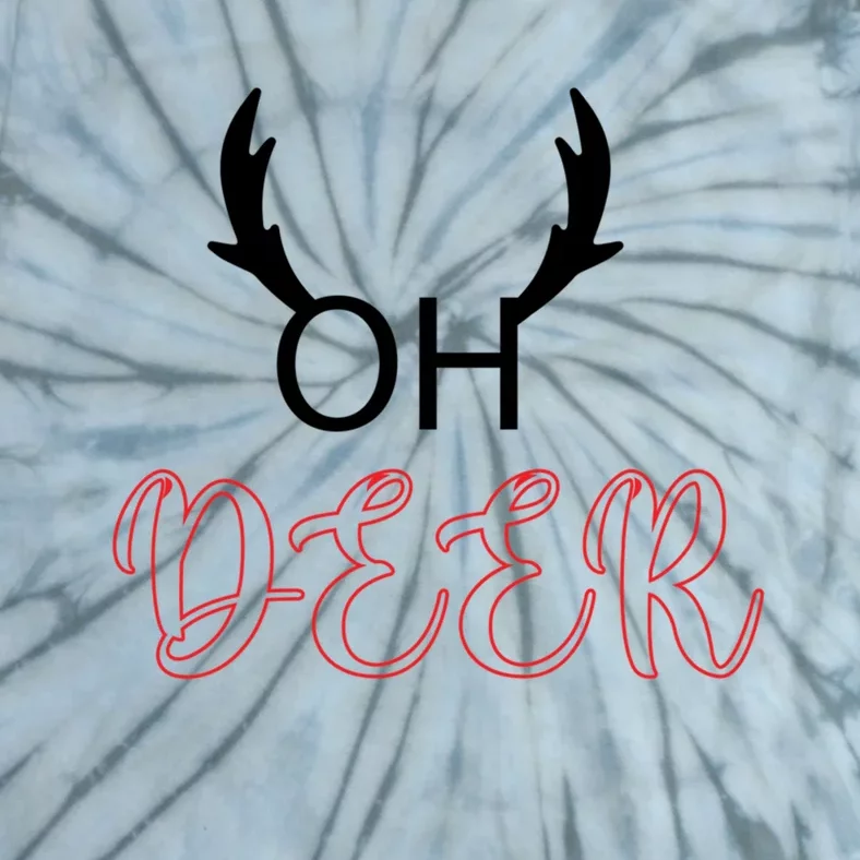 Funny Oh Deer With Christmas Reindeer Antlers Gift Tie-Dye T-Shirt