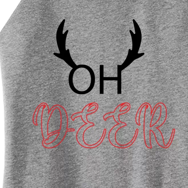 Funny Oh Deer With Christmas Reindeer Antlers Gift Women’s Perfect Tri Rocker Tank