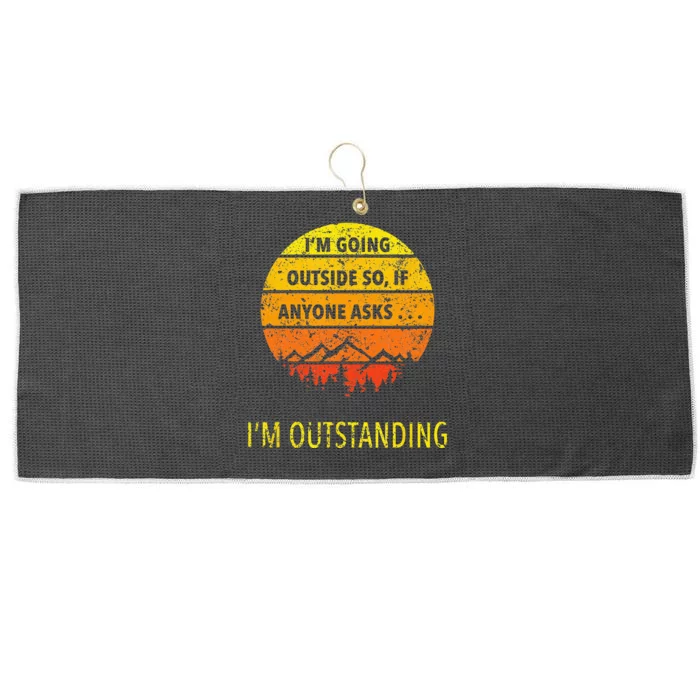 Funny Outdoor Dad Joke Pun Im Outstanding Large Microfiber Waffle Golf Towel