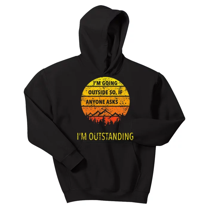 Funny Outdoor Dad Joke Pun Im Outstanding Kids Hoodie