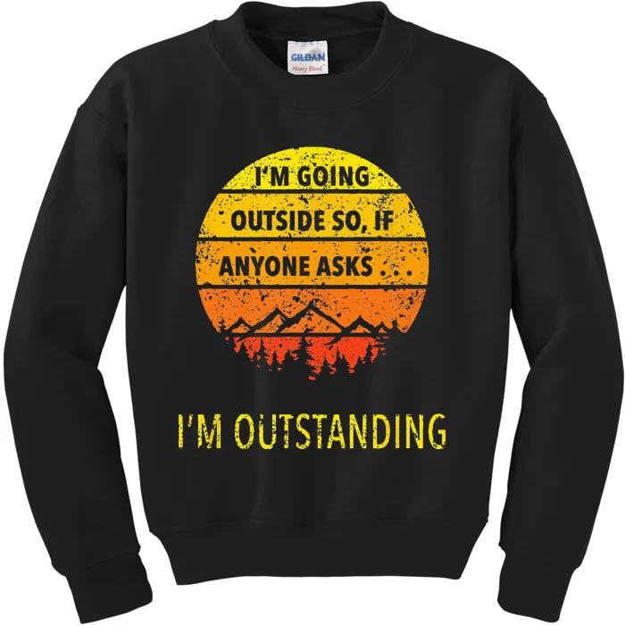 Funny Outdoor Dad Joke Pun I'm Outstanding Kids Sweatshirt