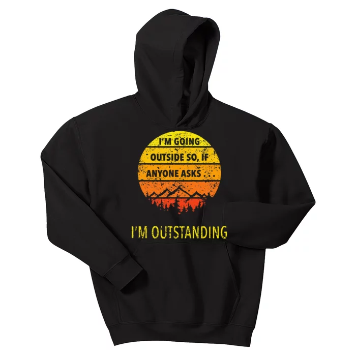 Funny Outdoor Dad Joke Pun I'm Outstanding Kids Hoodie