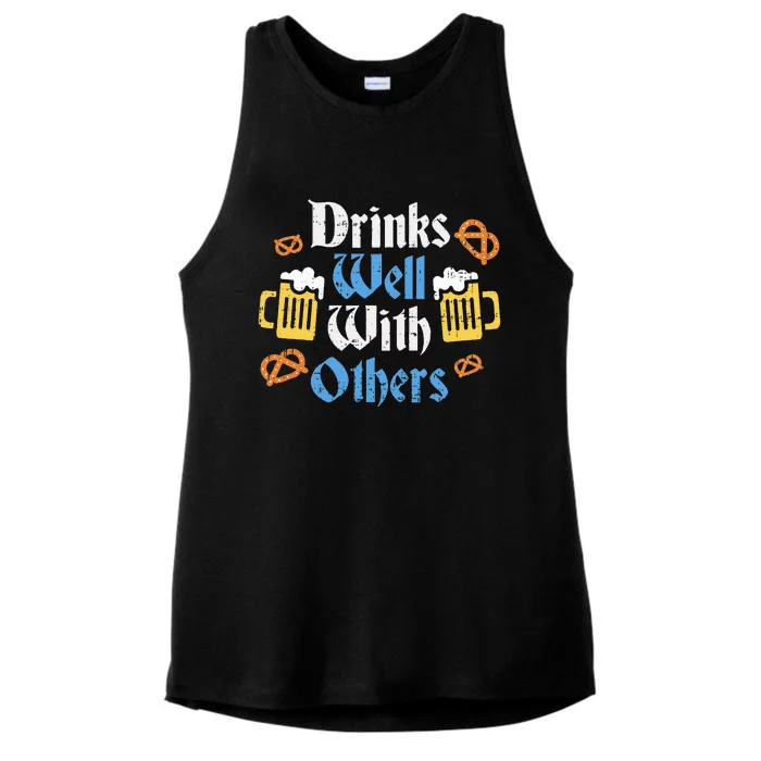 Funny Oktoberfest Drinks Well With Others Gift Ladies Tri-Blend Wicking Tank