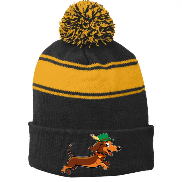 Funny Oktoberfest Dachshund Stripe Pom Pom Beanie