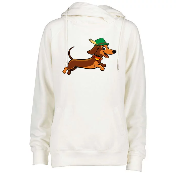 Funny Oktoberfest Dachshund Womens Funnel Neck Pullover Hood