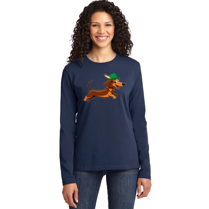 Funny Oktoberfest Dachshund Ladies Long Sleeve Shirt