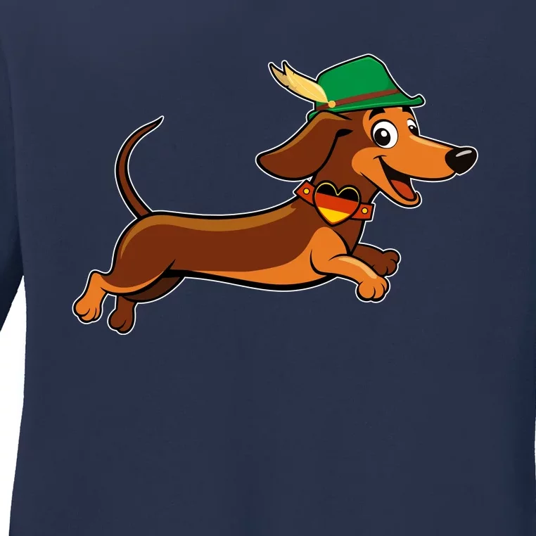 Funny Oktoberfest Dachshund Ladies Long Sleeve Shirt