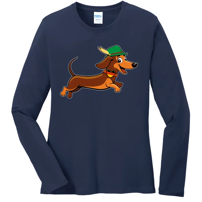 Funny Oktoberfest Dachshund Ladies Long Sleeve Shirt