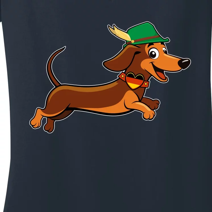 Funny Oktoberfest Dachshund Women's V-Neck T-Shirt