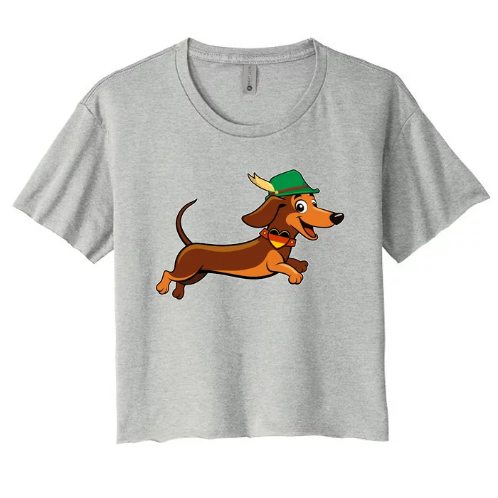 Funny Oktoberfest Dachshund Women's Crop Top Tee