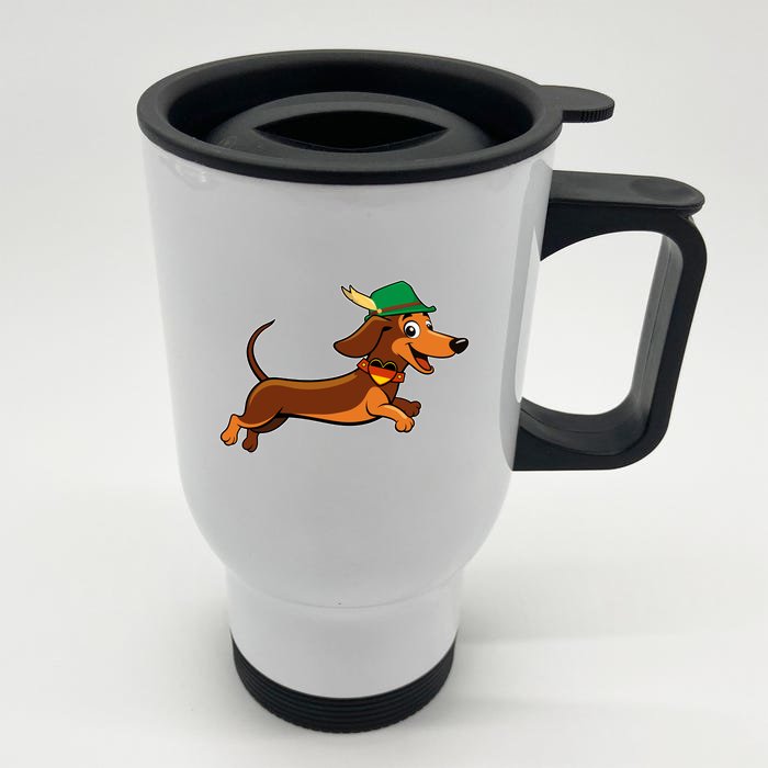 Funny Oktoberfest Dachshund Front & Back Stainless Steel Travel Mug