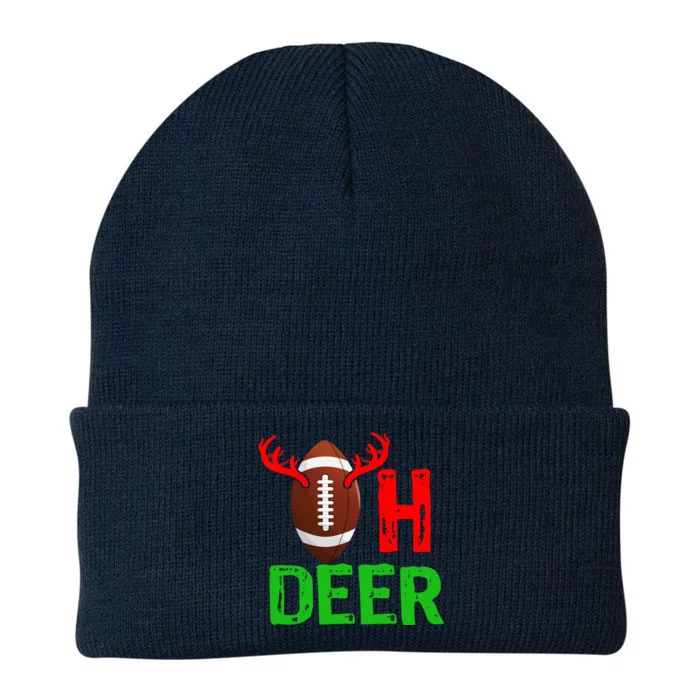 Football Oh Deer Gift Funny Christmas Reindeer Knit Cap Winter Beanie