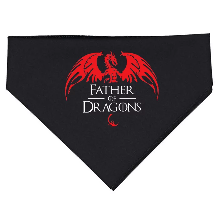 Father Of Dragons Funny Fathers Day & Dad Gift Long Sleeve USA-Made Doggie Bandana