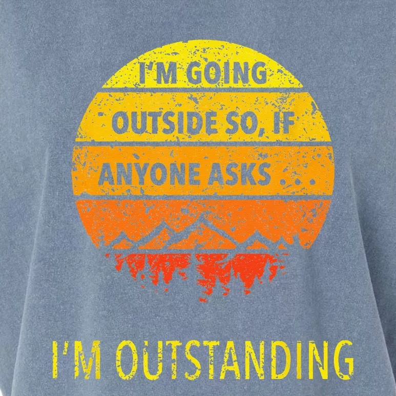 Funny Outdoor Dad Joke Pun Im Outstanding Garment-Dyed Women's Muscle Tee