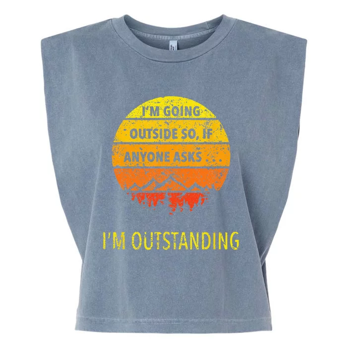 Funny Outdoor Dad Joke Pun Im Outstanding Garment-Dyed Women's Muscle Tee