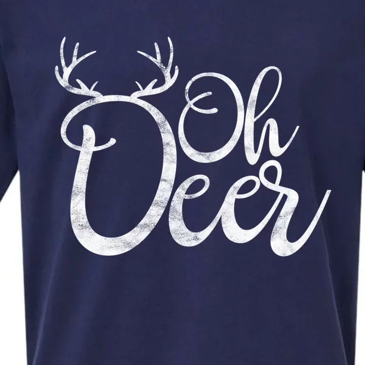 Funny Oh Deer Christmas Deer Xmas Vacation Cute Gift Sueded Cloud Jersey T-Shirt