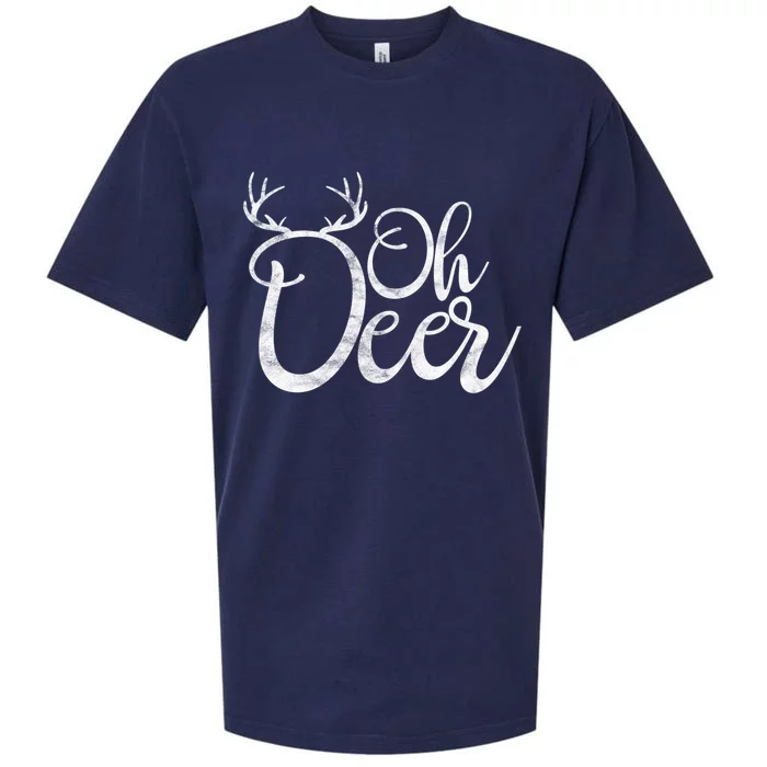 Funny Oh Deer Christmas Deer Xmas Vacation Cute Gift Sueded Cloud Jersey T-Shirt