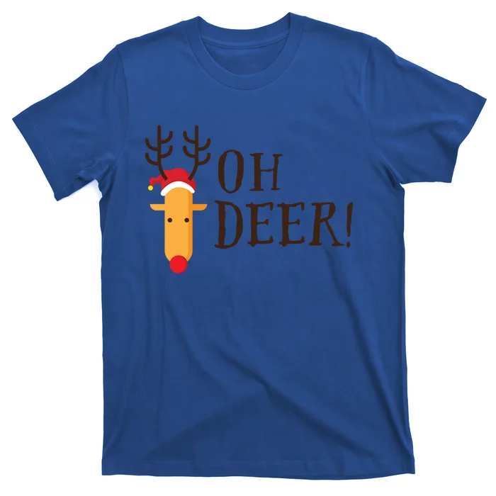 Funny Oh Deer Christmas Pun Reindeer Antler Xmas Gag Funny Gift T-Shirt