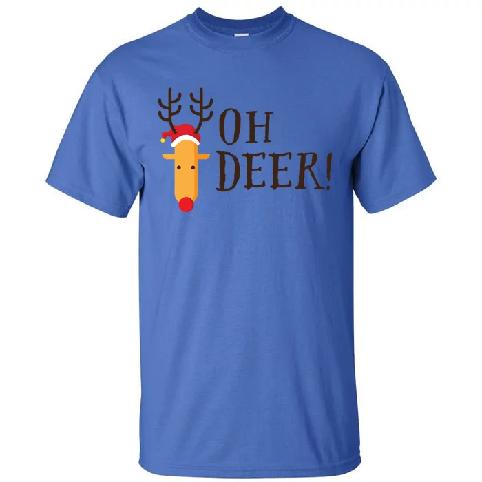 Funny Oh Deer Christmas Pun Reindeer Antler Xmas Gag Funny Gift Tall T-Shirt