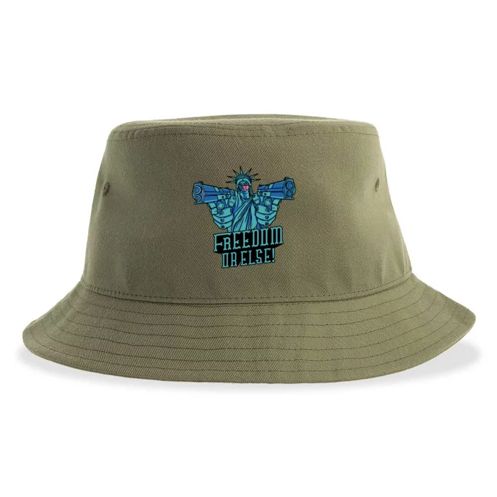 Freedom Or Else Statue Of Liberty Dual Guns Sustainable Bucket Hat