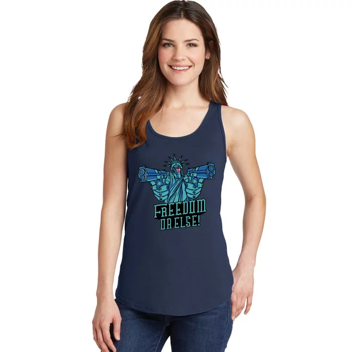 Freedom Or Else Statue Of Liberty Dual Guns Ladies Essential Tank