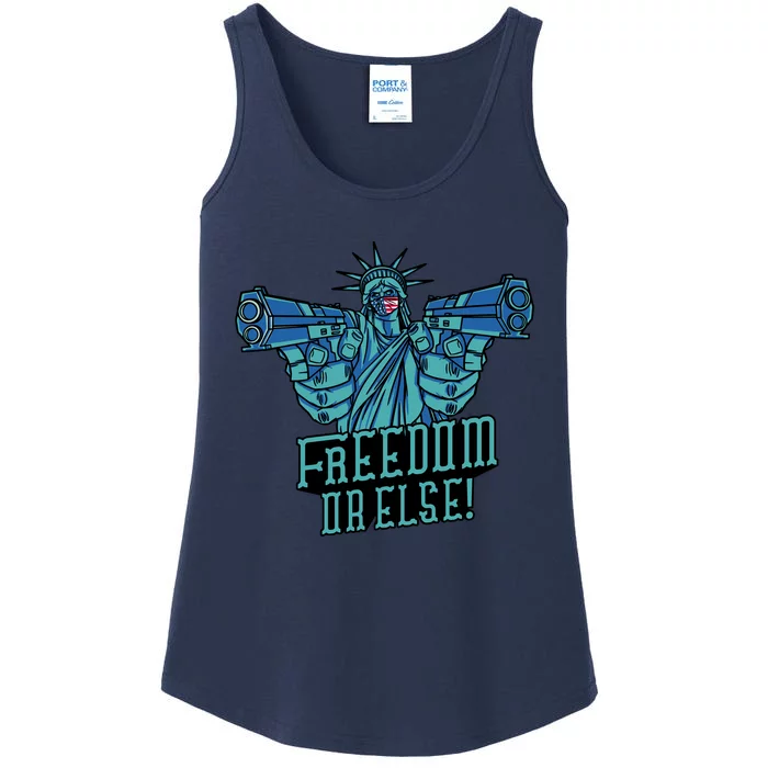 Freedom Or Else Statue Of Liberty Dual Guns Ladies Essential Tank