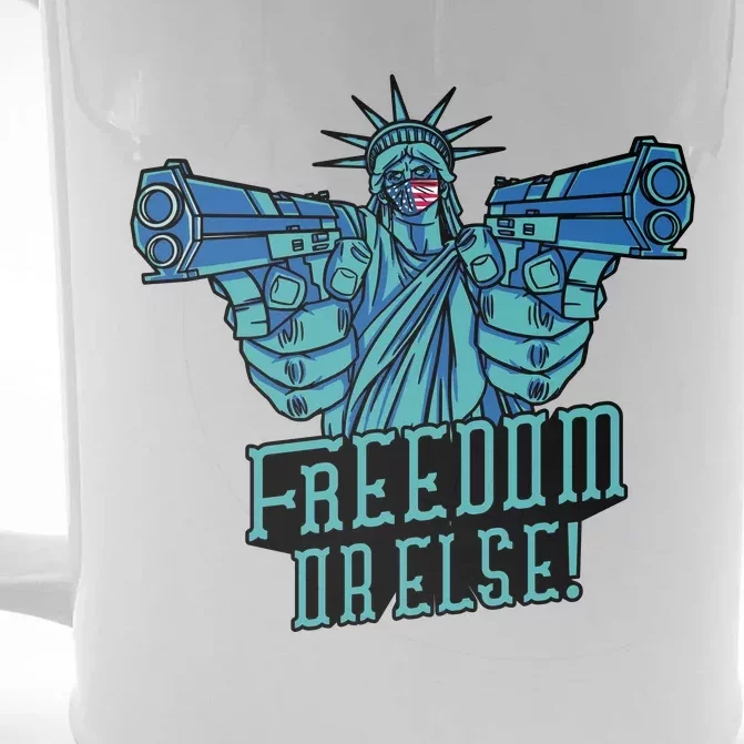 Freedom Or Else Statue Of Liberty Dual Guns Front & Back Beer Stein