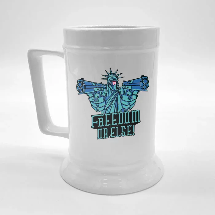 Freedom Or Else Statue Of Liberty Dual Guns Front & Back Beer Stein