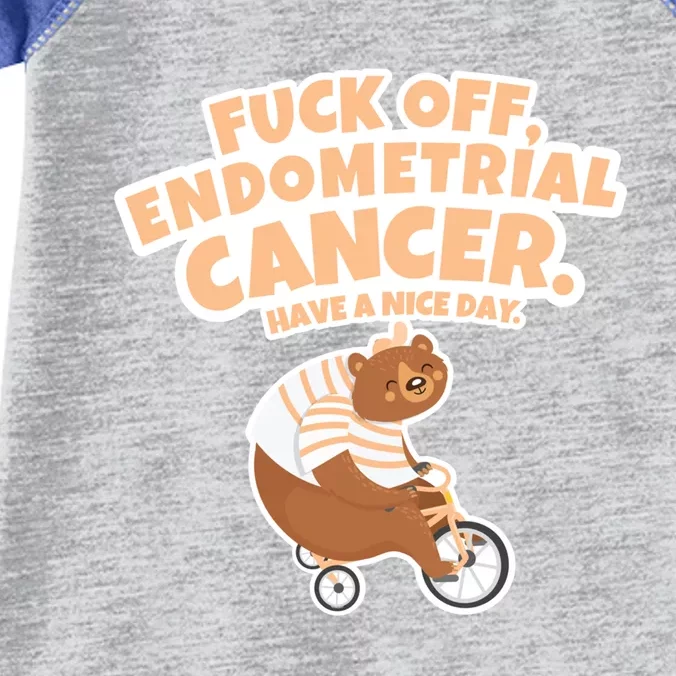 Fuck Off Endometrial Cancer Bear Gift Infant Baby Jersey Bodysuit