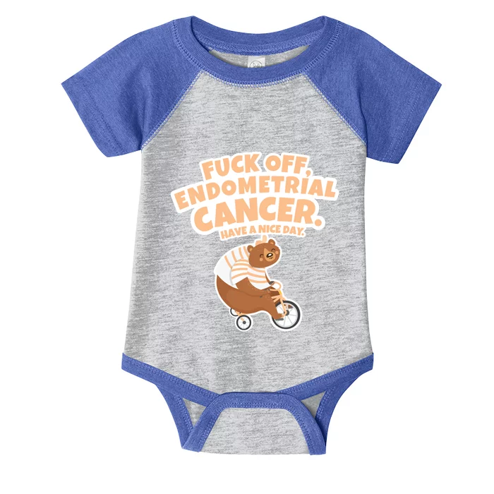 Fuck Off Endometrial Cancer Bear Gift Infant Baby Jersey Bodysuit