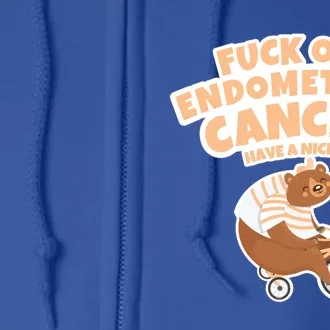 Fuck Off Endometrial Cancer Bear Gift Full Zip Hoodie