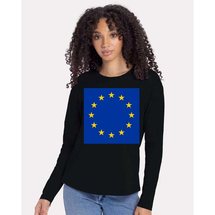 Flag Of Europe Womens Cotton Relaxed Long Sleeve T-Shirt