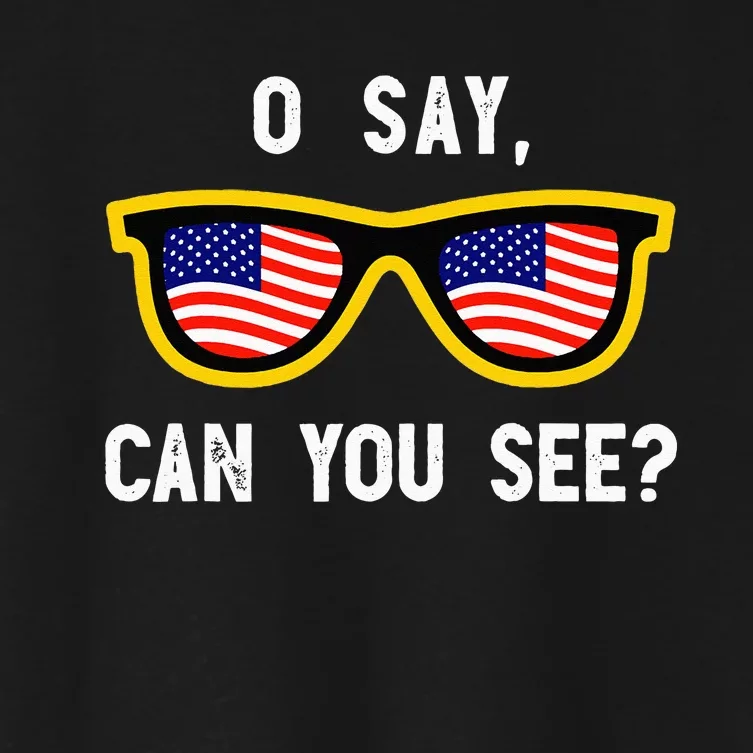 Funny Optician Eye Doctor 4th July Pun Fourth July Women's Crop Top Tee