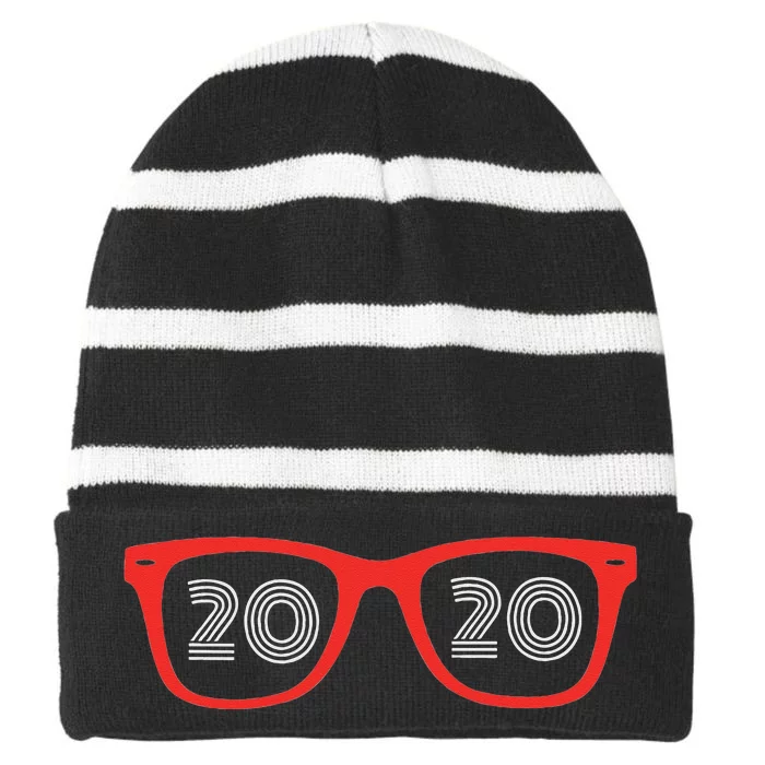 Funny Optician Eyeglasses Retro Glasses Hipster Eye Striped Beanie with Solid Band