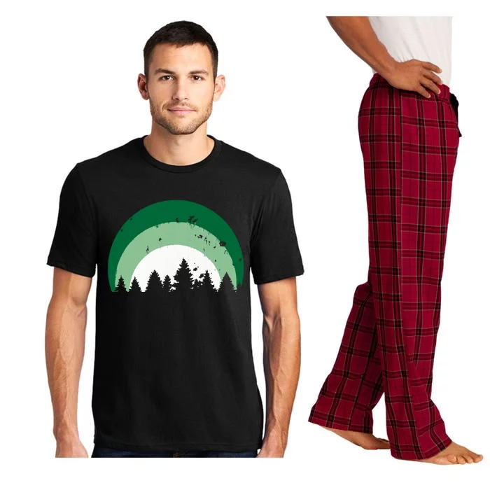 Forest Of Evergreen Tree Silhouette Distressed Trees Lover Pajama Set