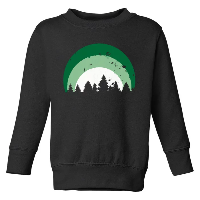 Forest Of Evergreen Tree Silhouette Distressed Trees Lover Toddler Sweatshirt